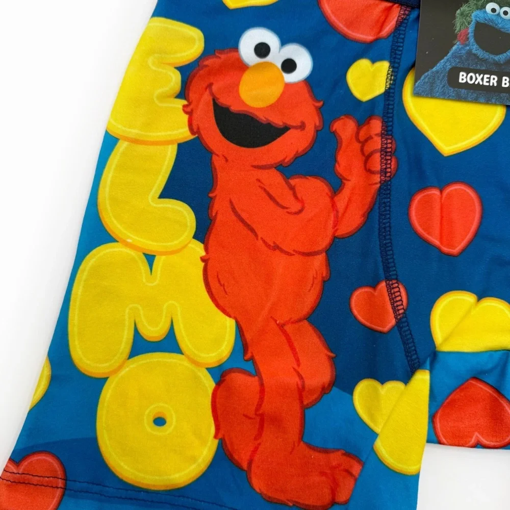 Sesame Street Elmo Crazy Boxer Briefs Mens Small Underwear Hearts Blue Fun Gift